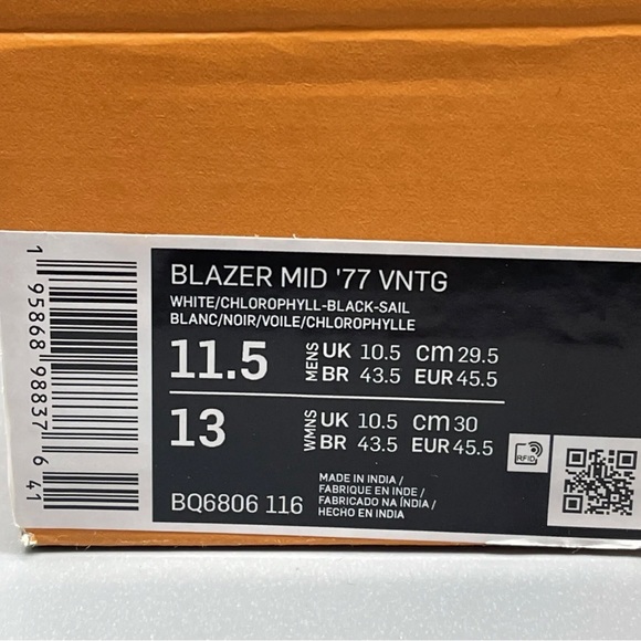 Nike Blazer Mid ‘77 Vintage White Green Black Men’s Size 11.5 Shoes - Picture 6 of 6